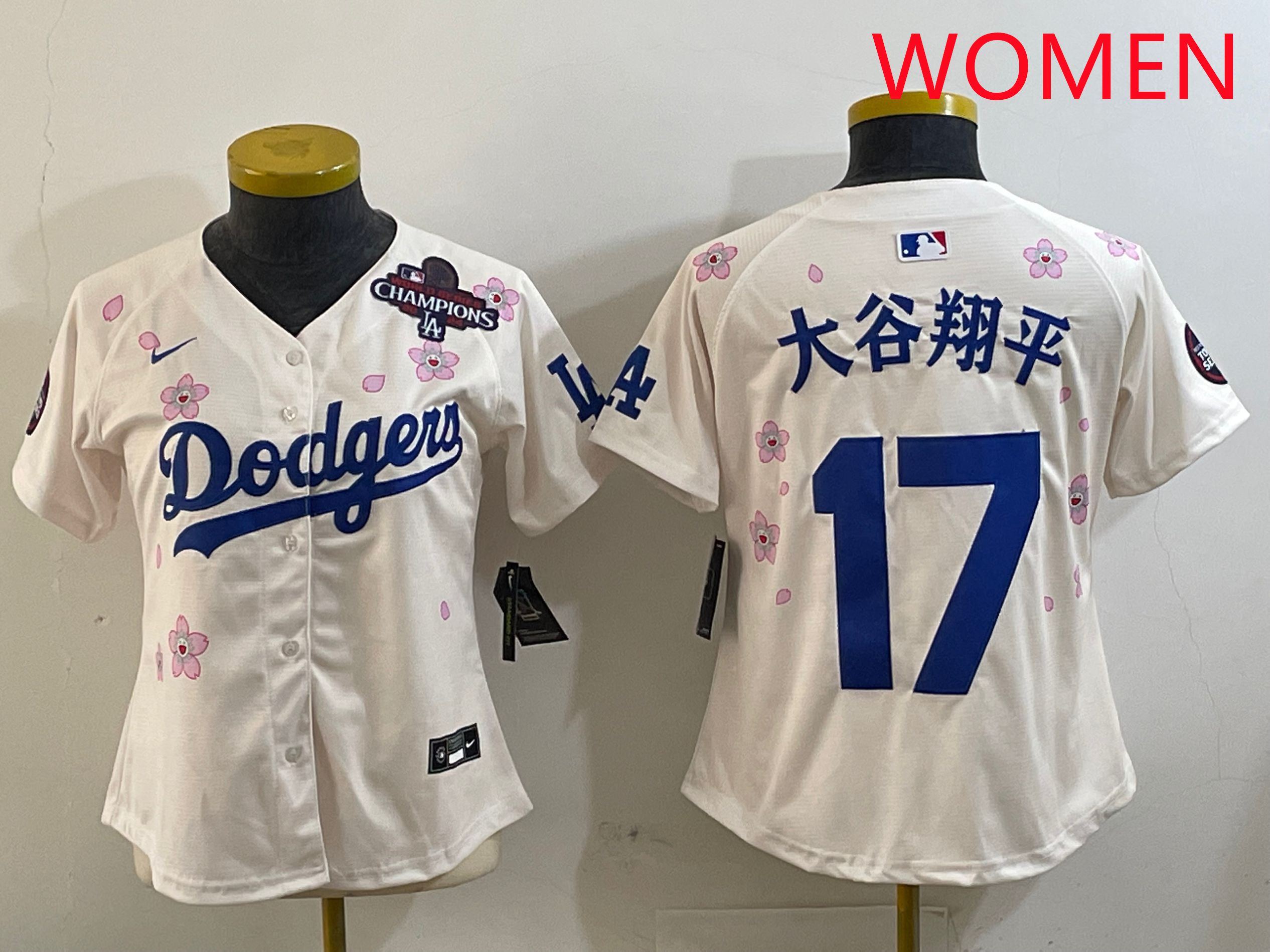 Women Los Angeles Dodgers #17 Ohtani Cream Sakura Edition 2025 Nike MLB Jersey style 16